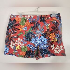 LOFT Coral Floral Print Stretch Jean Shorts